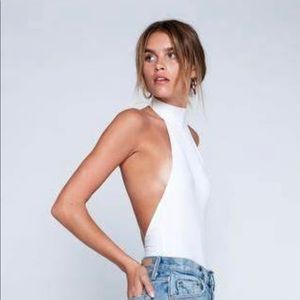 Flynn Skye White Ripped Halter Bodysuit